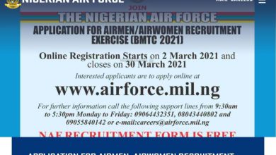 Nigerian Air Force Recruitment for Airmen / Airwomen BMTC 2021