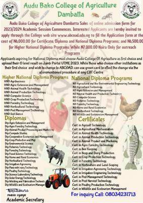 Audu Bako College of Agriculture Admission Form