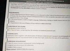School of Orthopedic Cast Technology ND Admission Form