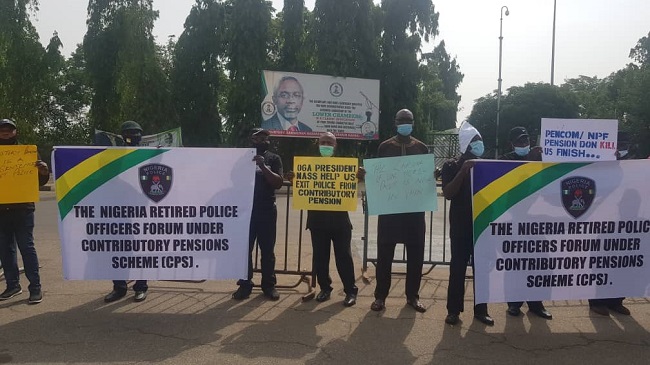 Retired Police Officers Protest At National Assembly Over low Pension Benefits
