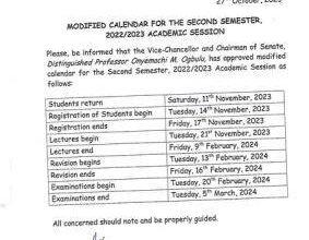 ABSU Second Semester Academic Calendar