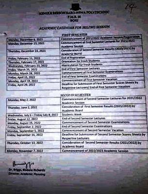 KENPOLY Approved Academic Calendar 