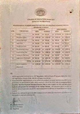 COE Wakabiu School Fee Schedule For Returning Students
