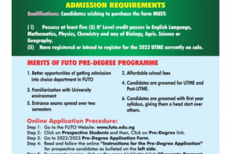 FUTO Pre-Degree Admission Form