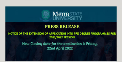 RSUST Pre-degree Application Deadline