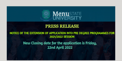 RSUST Pre-degree Application Deadline 