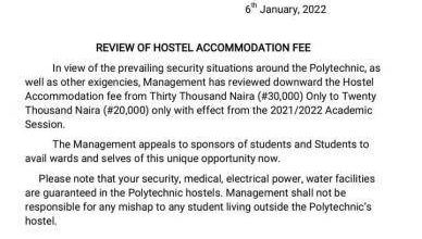 Kogi Poly Review of Hostel Accommodation Fee