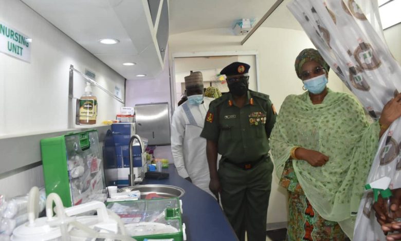  Aisha Buhari Gives N120m Mobile Hospital To NYSC