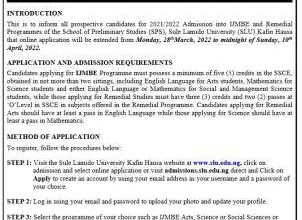 SLU IJMBE & Remedial Admission Form