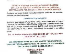 Adamu Adamu College of Nursing Sciences Admission Form