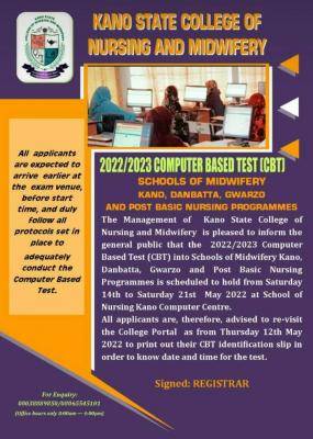Kano State College of Nursing Entrance Exams Date