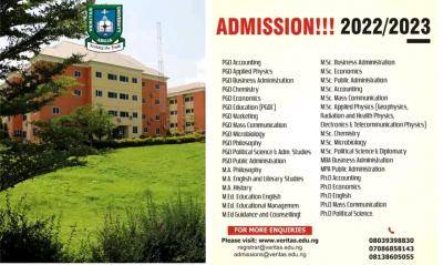 Veritas University Postgraduate Admission Form