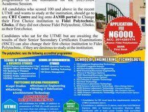 Fidei Polytechnic HND Admission Form