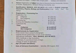 Akwa Ibom State School of Nursing Basic Nursing Admission Form