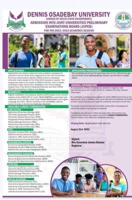 Dennis Osadebay University JUPEB admission form