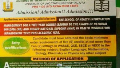 UUTH School of Health Info Management Admission Form