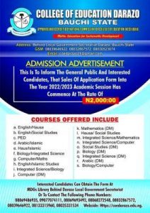 College of Education, Darazo Admission form