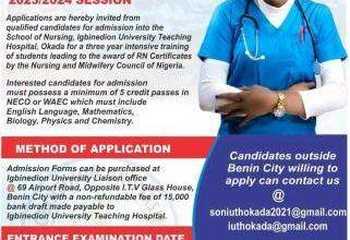 Igbinedion University Teaching Hospital Nursing Admission Form