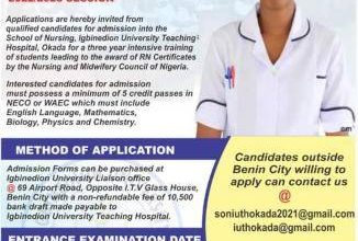 Igbinedion University Teaching Hospital admission form