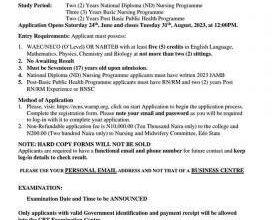 Edo State College of Nursing Admission Form