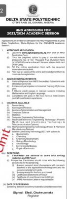 Delta Polytechnic Otefe-oghara HND Admission Form