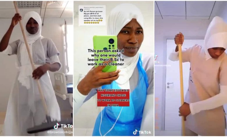 Ex-Nigerian teacher opens up on why she dumped her ‘degree’, moved to Libya to become a cleaner