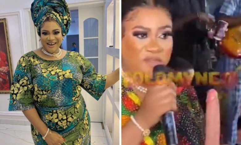 “Totally disrespectful”- Netizens reacts as Nkechi Blessing shares d!ld0 as souvenir at late mum’s remembrance