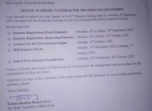 SLU Academic Calendar for First Semester
