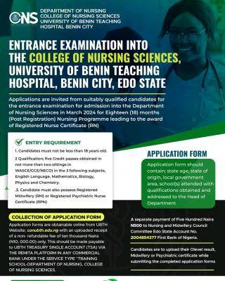 UBTH College of Nursing Admission Form
