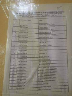  UDUTH School of Nursing Admission List 