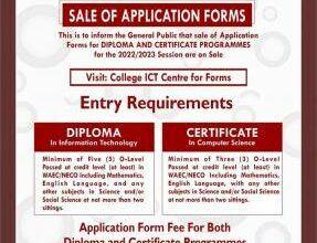 College of Education Zing Diploma / Certificate Admission Form