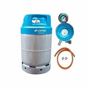 Cepsa 12.5kg Gas Cylinder With Metered Regulator, Hose & Clips - Blue Cap