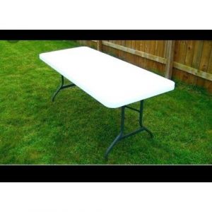 High Quality Rectangular 4 Feet Plastic Table With Foldable Metal Legs