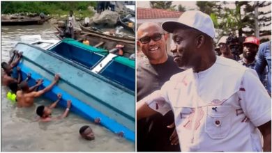 Peter Obi welcomed with cheers as he rides boat to visit Benue flood victims