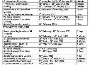 ATBU Postgraduate Academic Calendar