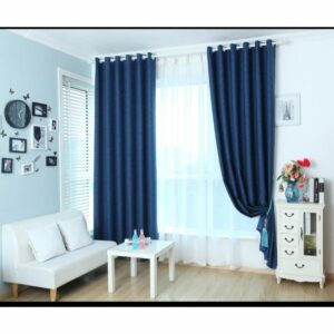 High Quality 7.5ft. By 7.5ft.Plain Blue Curtain With Rings