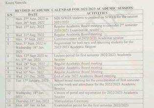 FEDPONAM Academic Calendar