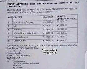 Fees for Change of Course