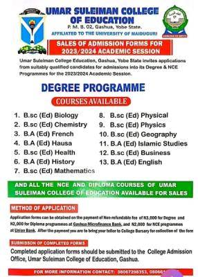 Umar Suleiman College of Education Admission Form