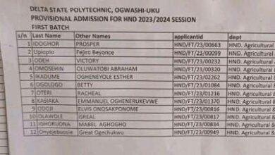 Delta Poly Ogwashiuku 1st Batch HND Admission List