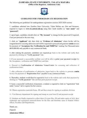 Zamfara State University Registration Procedure