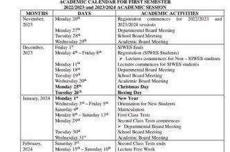 BAUCHIPOLY Academic Calendar