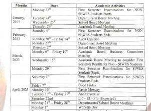 BAUCHIPOLY Academic Calendar