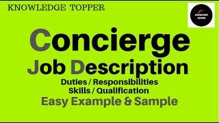 Concierge Job Description and Roles/Responsibilities, Qualifications