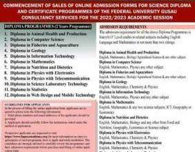 FUGUSAU Certificate & Diploma Admission Forms