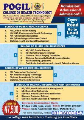 Pogil College of Health Technology Admission Form