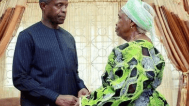 President Buhari felicitates mama Osinbajo at 90