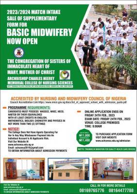 Archbishop Charles Memorial College of Nursing Science Supplementary Basic Midwifery Admission Form