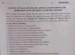 Galtima Mai Kyari College of Health Science & Technology Admission Form