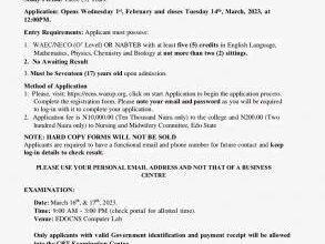 Edo State College of Nursing 4th Cohort Admission Form
